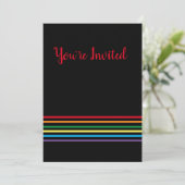 Invitation Arc-en-ciel moderne en noir Vous êtes invité (Debout devant)