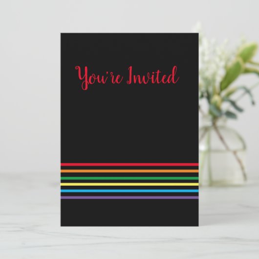 Invitation Arc-en-ciel moderne en noir Vous êtes invité (Debout devant)