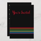 Invitation Arc-en-ciel moderne en noir Vous êtes invité (Devant / Derrière)
