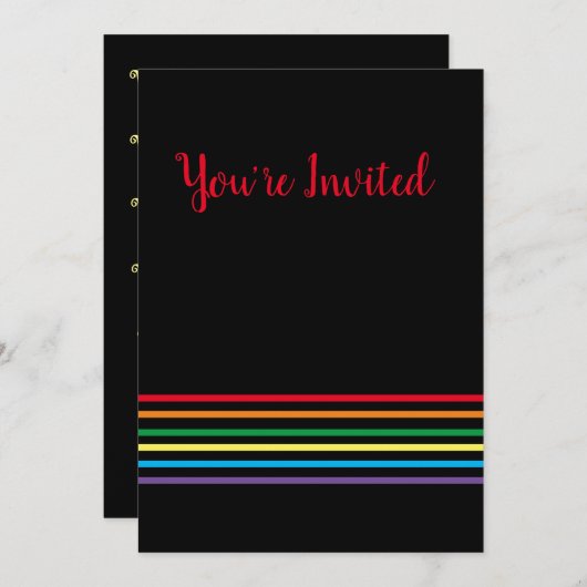 Invitation Arc-en-ciel moderne en noir Vous êtes invité (Devant / Derrière)