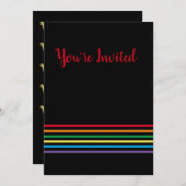 Invitation Arc-en-ciel moderne en noir Vous êtes invité (Devant / Derrière)