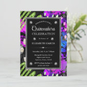 Invitation Arc-en-ciel Neon Abstrait Parties scintillant cadr (Debout devant)