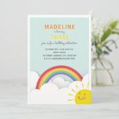 Invitation Arc-en-ciel Nuages Aquarelle Ciel Soleil Anniversa (Debout devant)