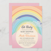 Invitation Arc-en-ciel Nuages Baby shower Personnaliser Oeuf  (Devant / Derrière)