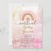 Invitation Arc-en-ciel, Nuages Étoiles Bokeh Baby Shower Virt (Devant)