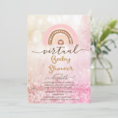 Invitation Arc-en-ciel, Nuages Étoiles Bokeh Baby Shower Virt (Debout devant)