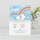 Invitation Arc-en-ciel nuages n'importe quel âge fête d'anniv (Debout devant)