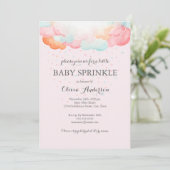 Invitation Arc-en-ciel nuages rose bébé saupoudrer l'invitati (Debout devant)