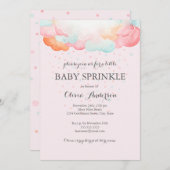 Invitation Arc-en-ciel nuages rose bébé saupoudrer l'invitati (Devant / Derrière)