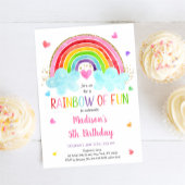 Invitation Arc-en-ciel Nuages rose Or Anniversaire