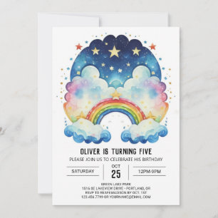 Invitation Arc-en-ciel nuages simples Anniversaire