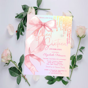 Invitation Arc-en-ciel pailleté Sweet 16
