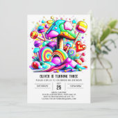 Invitation Arc-en-ciel Paillettes Anniversaire Enfants (Debout devant)