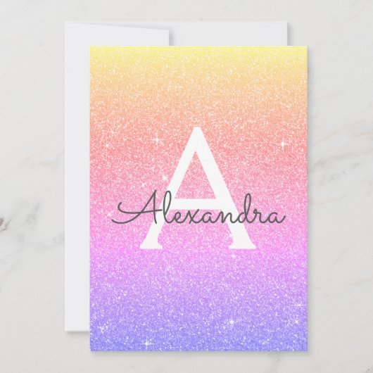 Invitation Arc-en-ciel Parties scintillant 13e Treize Anniver (Devant)