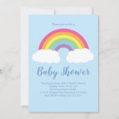 Invitation Arc en ciel Pastel Baby shower nuages (Devant)