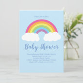 Invitation Arc en ciel Pastel Baby shower nuages (Debout devant)