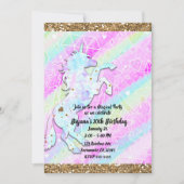 Invitation Arc-en-ciel pastel Diamants & Étoiles Licorne Magi (Devant)