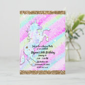 Invitation Arc-en-ciel pastel Diamants & Étoiles Licorne Magi (Debout devant)