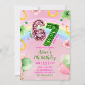Invitation Arc-en-ciel Pastel Rose Paillettes Strass 67 Saint (Devant)