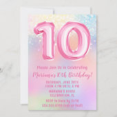 Invitation Arc-en-ciel rose 10e anniversaire (Devant)