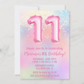 Invitation Arc-en-ciel rose 11e anniversaire (Devant)