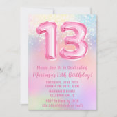 Invitation Arc-en-ciel rose 13e anniversaire (Devant)