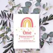 Invitation Arc-en-ciel rose 1er anniversaire