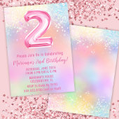 Invitation Arc-en-ciel rose 2e anniversaire