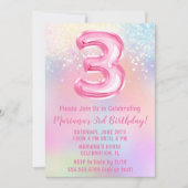 Invitation Arc-en-ciel rose 3e anniversaire (Devant)