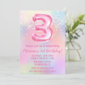 Invitation Arc-en-ciel rose 3e anniversaire (Debout devant)