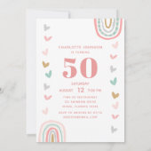 Invitation Arc-en-ciel rose 50 & Fabuleux fête d'anniversaire (Dos)