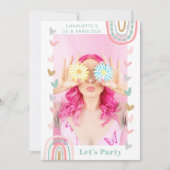 Invitation Arc-en-ciel rose 50 & Fabuleux fête d'anniversaire (Devant)