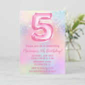Invitation Arc-en-ciel rose 5ème anniversaire (Debout devant)
