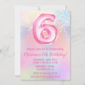 Invitation Arc-en-ciel rose 6e anniversaire (Devant)