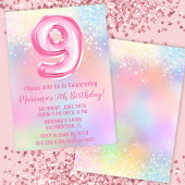 Invitation Arc-en-ciel rose 9e anniversaire