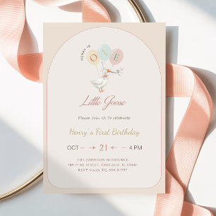 Invitation Arc-en-ciel Rose Arc Un Petit Oie Fête du 1er Anni