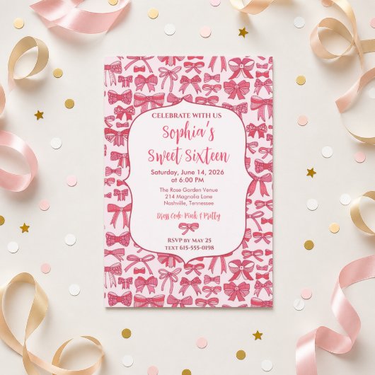 Invitation Arc-en-ciel Rose Coquette