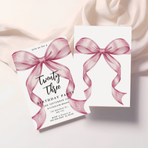 Invitation Arc-en-ciel Rose Coquette Noeud Papillon Anniversa
