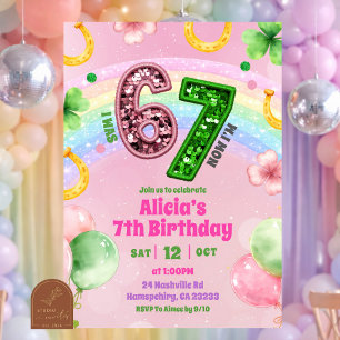 Invitation Arc-en-ciel Rose Pastel Paillettes Strass 67 Saint