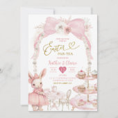 Invitation Arc-en-ciel Rose Perle Coquette Pâques Par Tea (Devant)