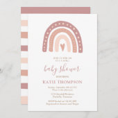 Invitation Arc-en-ciel rose vif C’est un Baby shower féminin (Devant / Derrière)