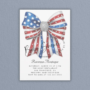 Invitation Arc-en-ciel Rouge Blanc Bleu Coquette Moderne Baby