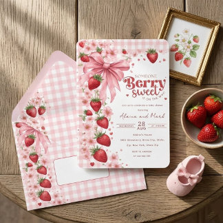 Invitation Arc-en-ciel Ruban Fraise Douce Fête de Naissance