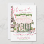 Invitation Arc-en-ciel Ruban Parisien café Français Anniversa (Devant)