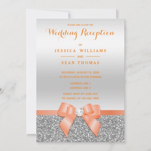 Invitation Arc en corail romantique, réception à paillettes a (Devant)
