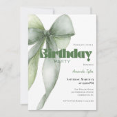 Invitation Arc-en-Eau Aquarelle Vert Sauge Anniversaire (Devant)
