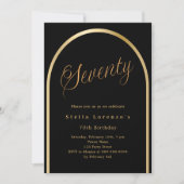 Invitation Arc en or noir luxe 70e anniversaire (Devant)