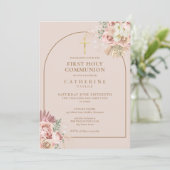 Invitation Arc en or rose Pampas Grass Première Sainte Commun (Debout devant)