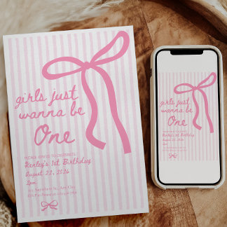 Invitation Arc en rose 1er anniversaire Les filles veulent ju