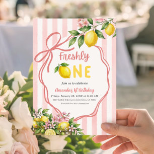 Invitation Arc en ruban Coquette Fraîchement Un Rose Citron P